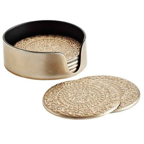 Champagne Embossed Coaster Set of 6 with Stand | Pier 1 Imports