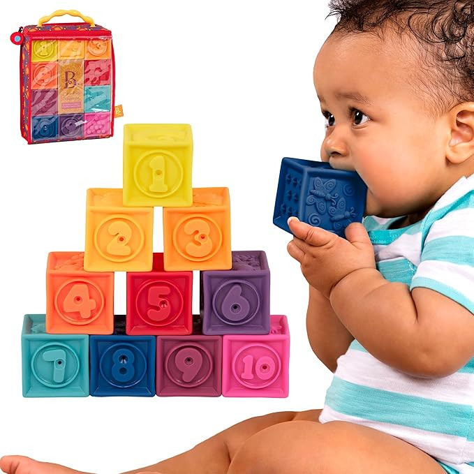 B. toys – Baby Blocks – Stacking & Building Toys For Babies – 10 Soft & Educational Blocks-... | Amazon (US)