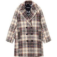 Checked Buttoned Coat with Lapel Collar | Debenhams UK