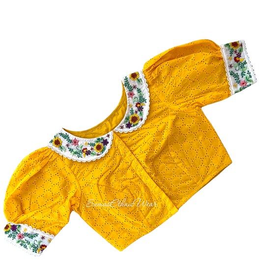 Size 36/42 Yellow Collar Embroidered Hakoba Blouse  - Etsy | Etsy (US)