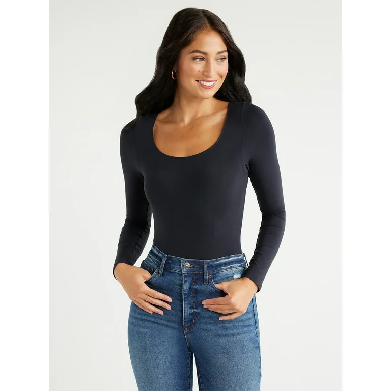 Sofia Jeans Women's Seamless Scoop Neck Bodysuit, Sizes XS-2XL | Walmart (US)