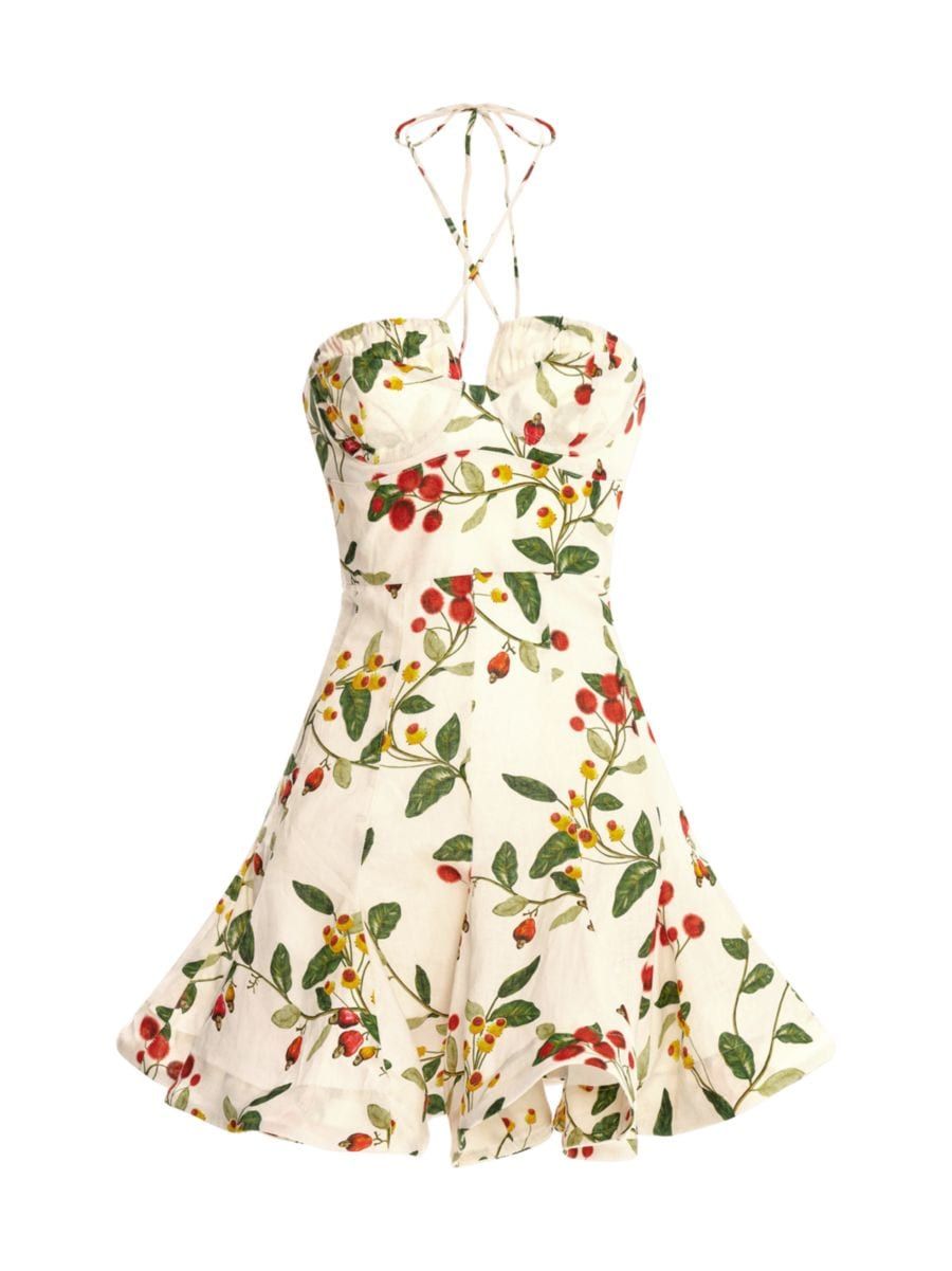 Curandera Anturio Frutal Floral Linen Minidress | Saks Fifth Avenue