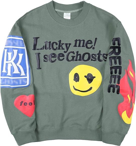 Men Crewneck Sweatshirt Kanye Lucky Me I See Ghosts Sweatshirt Graphic Hip Hop Sweatshirt Hoodie | Amazon (US)
