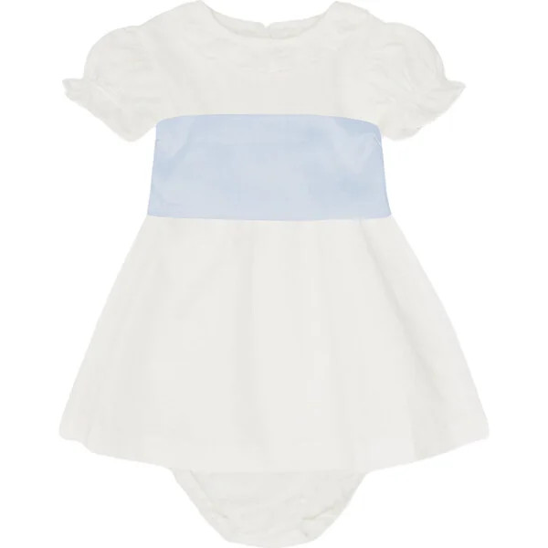 Vega Ceremony Baby Girl Set with Silk Sash, Light Blue | Maisonette