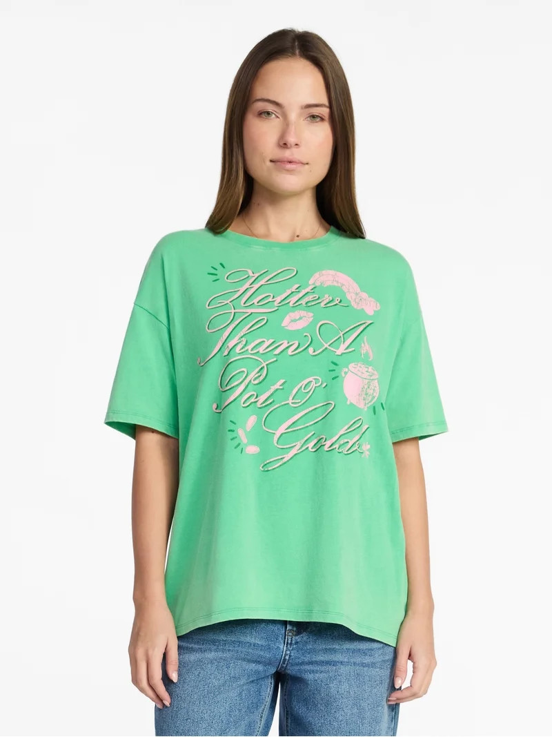 Saint Patrick's Day Women's Hotter Pot of Gold Graphic Tee from Way to Celebrate, Sizes S-XXXL | Walmart (US)
