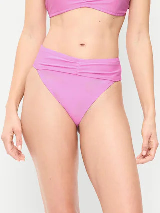 High-Waisted Cinched Bikini Swim Bottoms | Old Navy (US)