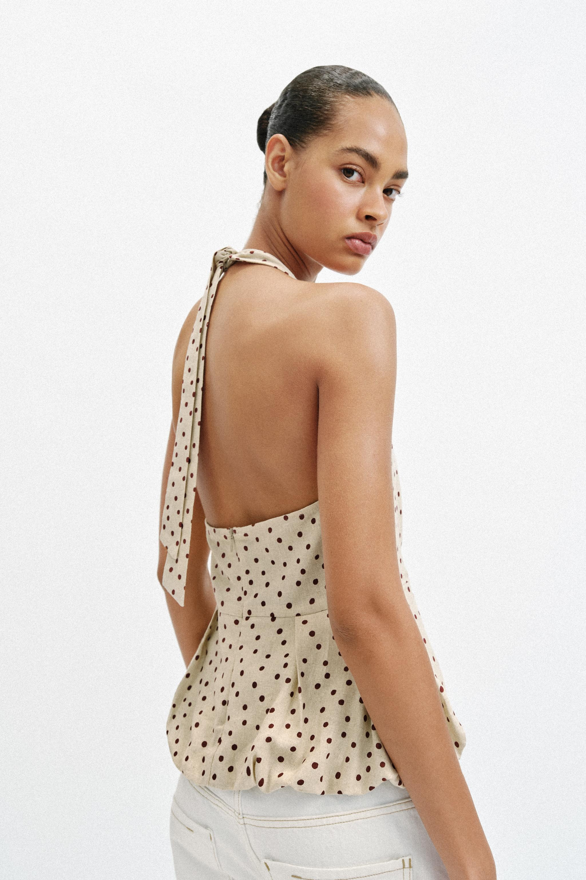 TOP \u00c0 POIS ET LIN EFFET BALLON | Zara US