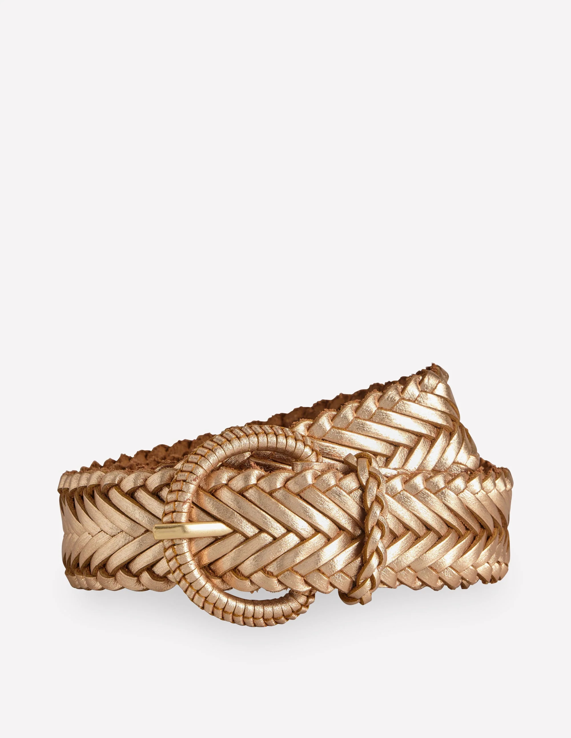 Woven Leather Belt-Gold | Boden (US)