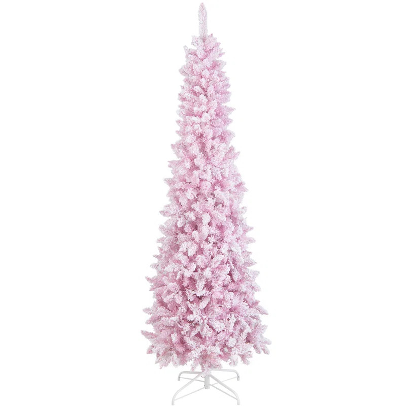 84'' H Slender Pink Artificial Fir Christmas Tree with 300 Lights | Wayfair North America