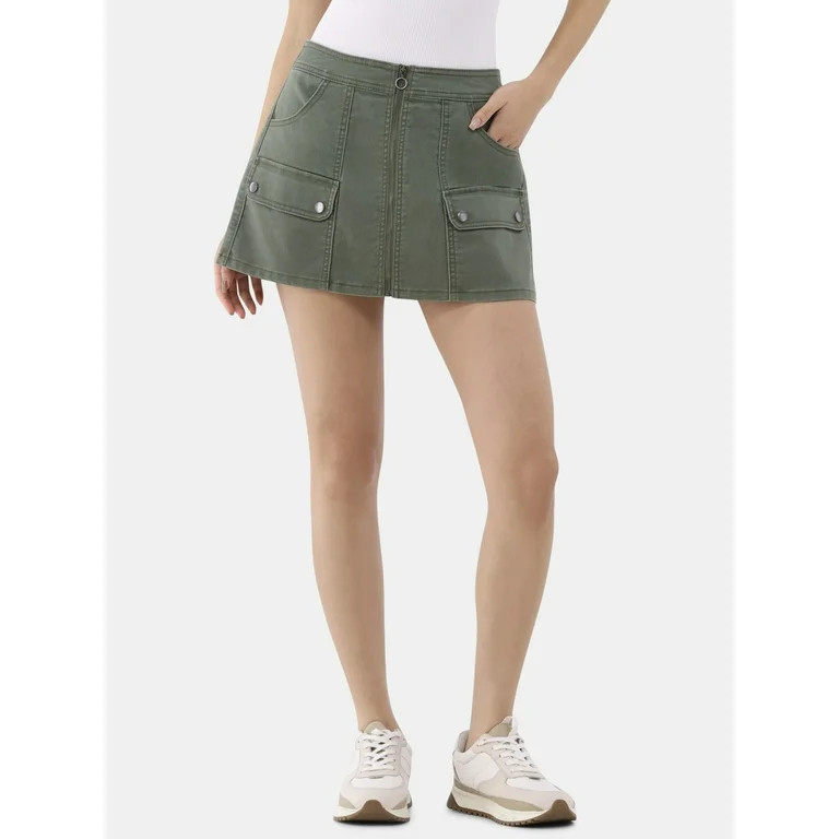 No Boundaries Zip Cargo Skirt, Women's | Walmart (US)