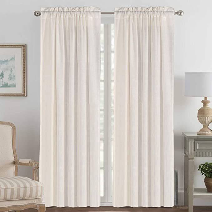 2 Panels Ultra Luxurious Natural Linen Blended Light Filtering Curtains Breathable and Airy Windo... | Amazon (US)