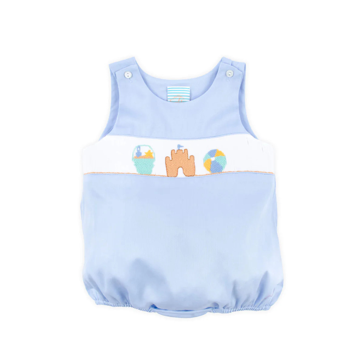 Beach Baby Light Blue Smocked Sun Bubble | Classic Whimsy