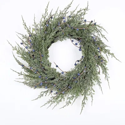 24" Artificial Winter Christmas Cypress Berry Wreath For Front Door | Wayfair North America