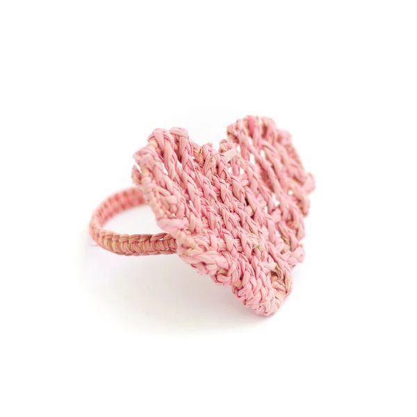 Heart Rattan Napkin Ring, Pink | The Avenue