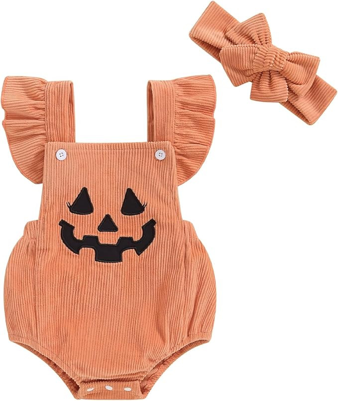 YINGISFITM My First Halloween Baby Girl Outfit Newborn Pumpkin Bubble Romper Infant Jumpsuit Cute... | Amazon (US)