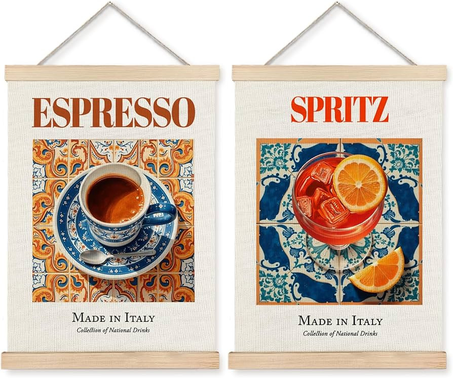 Yomisex Italian Kitchen and Bar Wall Art Poster, Italian Traditional Cocktail Coffee Canvas Print... | Amazon (US)