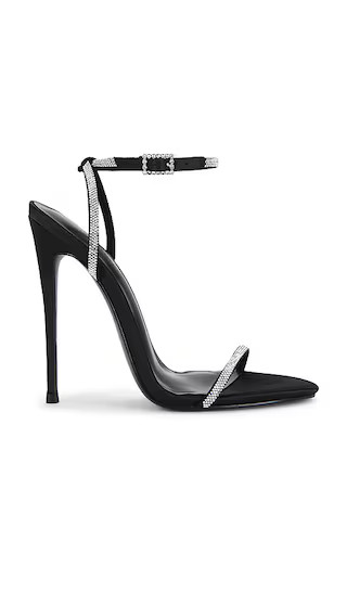 Niched Diamonds Sandal in Black Satin | Revolve Clothing (Global)