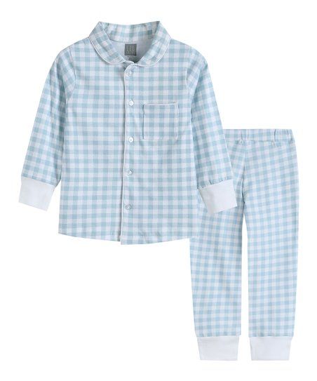 Light Blue & White Gingham Pajama Set - Infant & Toddler | Zulily