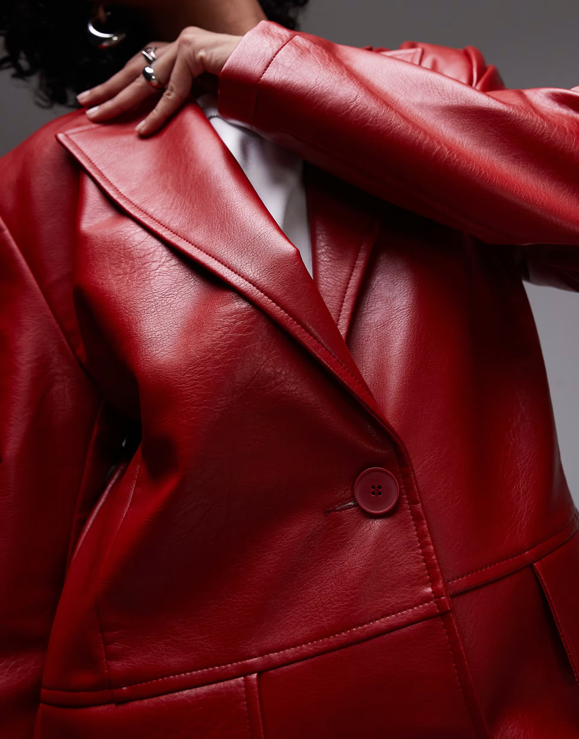 Topshop faux leather longline coat in red | ASOS (Global)