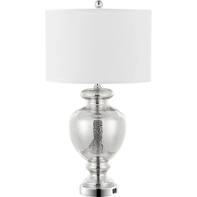 Safavieh | Morocco Mercury Glass Table Lamps w/ USB Port, Set of 2 (Silver) | Maisonette | Maisonette