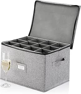 Champagne Flute Storage Box - Hard Shell China Storage Holds 12 Stemware Glasses - Protects Flute... | Amazon (US)