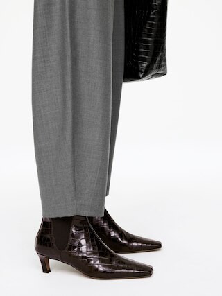 Square-Toe Ankle Boots – Brown/Faux Crocodile – ARKET GB | Arket UK