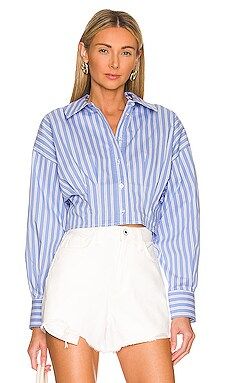 L'Academie The Ismini Top in Blue & White Stripe from Revolve.com | Revolve Clothing (Global)