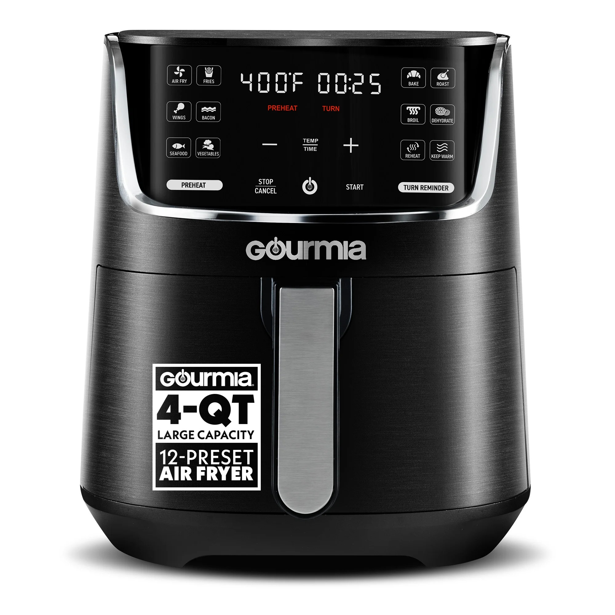 New Gourmia 1300W 4-Quart Digital Air Fryer, 12 One-Touch Presets, Black | Walmart (US)