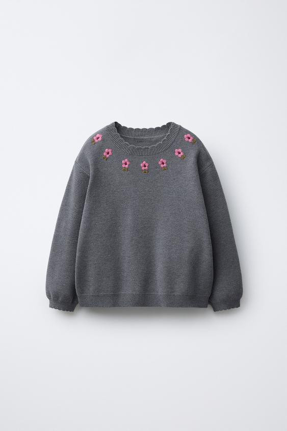 EMBROIDERED FLORAL KNIT JUMPER | Zara US