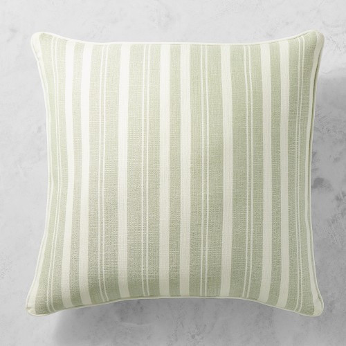 Tranquil Sage Outdoor Pillow Cover, 22"" X 22"", Sage/Natural | Williams-Sonoma