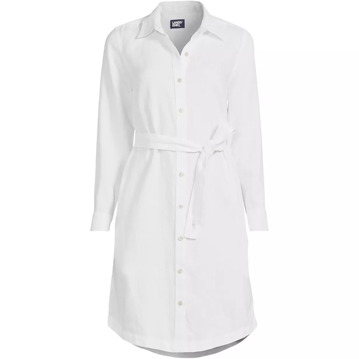 Women's Long Sleeve Linen Shirt Dress | Lands' End (US)