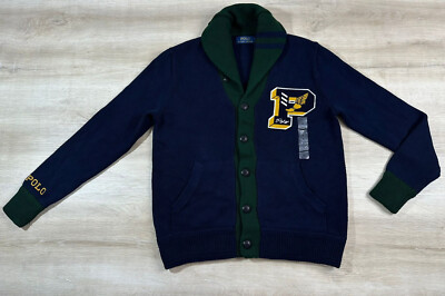 Polo Ralph Lauren Mens Sweater Jacket Blue Green S P-Wing Letterman Cardigan  | eBay | eBay US