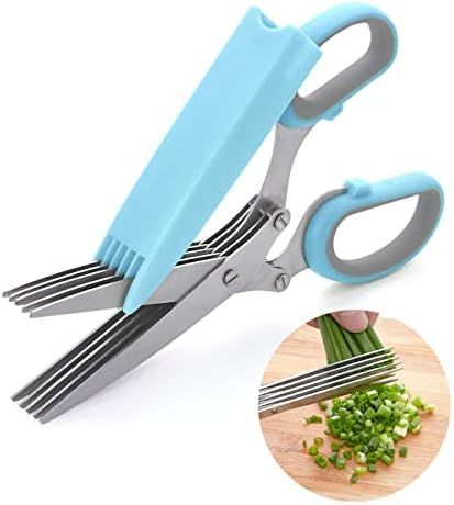 Herb Scissors Set, Multipurpose Herb Scissors with 5 blades and Cover, Stainless Steel Herb Cutter/M | Amazon (US)