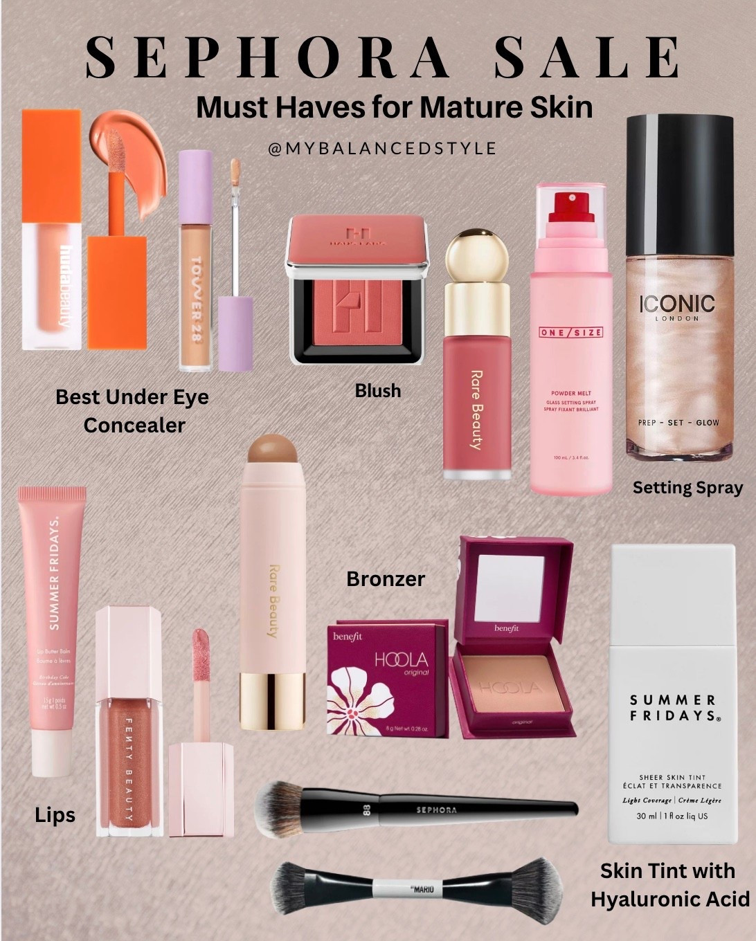 Sephora Sale is Here for Rouge members. So many things I love and restock. I am keeping it super summer simple with two picks from each category that I LOVE and are tried and true for my mature skin 
Concealer 
Lips, bronzer, setting spray, skin tint, and brushes, eyeshadow 

#LTKU #LTKSaleAlert #LTKmorningroutine