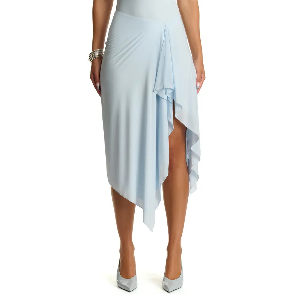 Naked Wardrobe Asymmetric Ruffle Midi Skirt in Soft Blue at Nordstrom Rack, Size Large | Nordstrom Rack