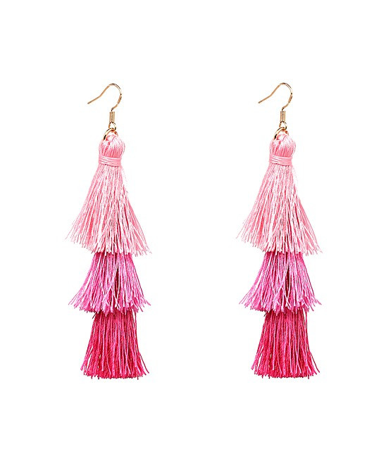 Pink Triple Tassel Drop Earrings | zulily