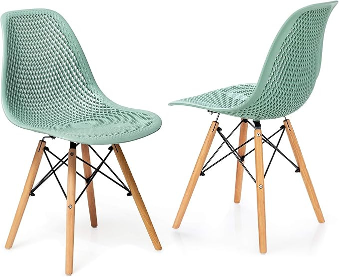 Giantex Set of 2 Modern Dining Chairs, Outdoor Indoor Shell PP Lounge Side Chairs with Mesh Desig... | Amazon (US)