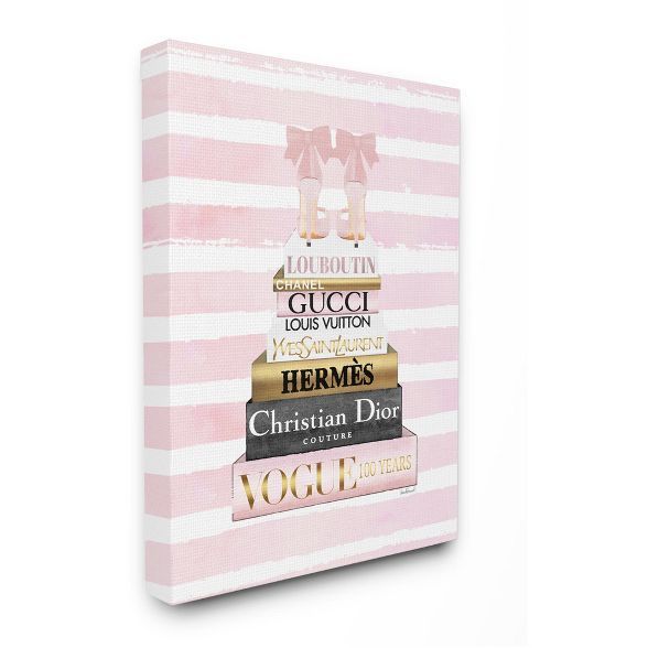 Stupell Industries Glam Fashion Heals with Bookstack and Pink Stripes | Target