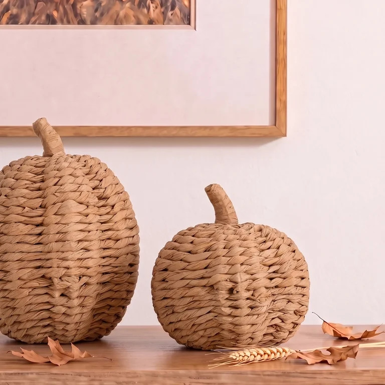 Small Woven Pumpkin Tabletop Decoration, Brown, 7", Fall by Way To Celebrate | Walmart (US)
