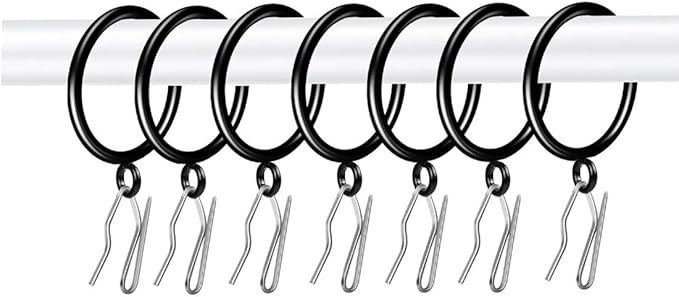 Adiyer 28pcs 1.5-Inch Inner Diameter Drapery Eyelet Sliding Curtain Rings with Pin-on Drapery Hoo... | Amazon (US)