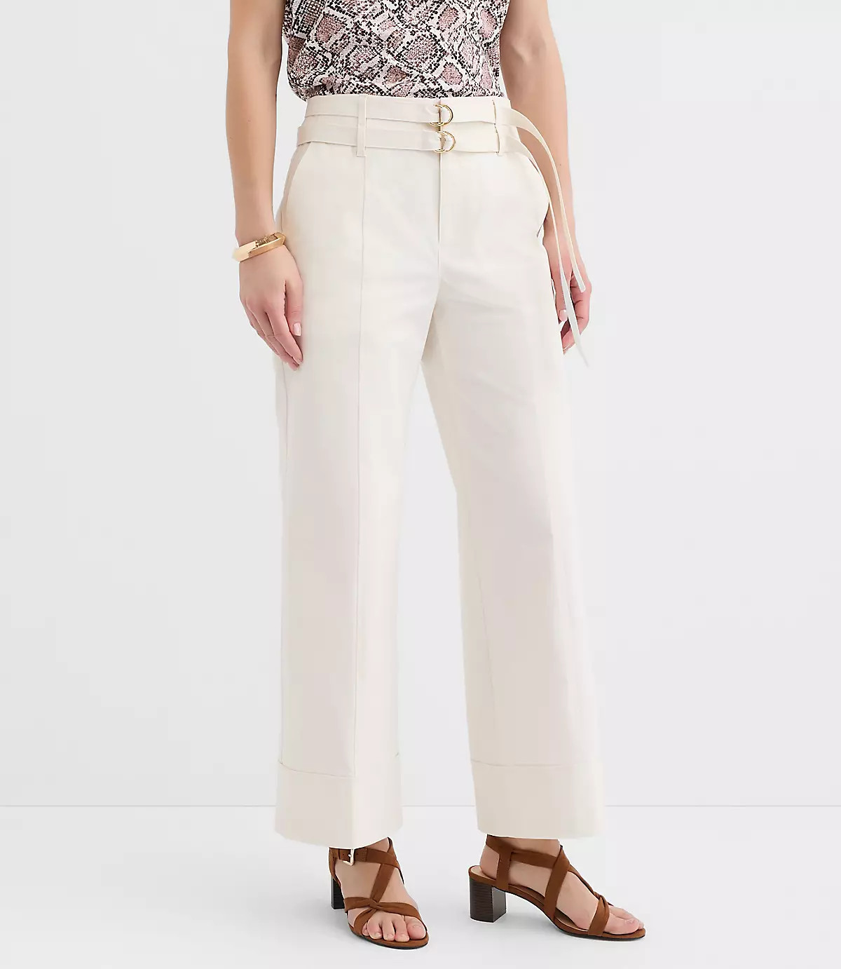 Double Belted Wide Leg Pants | LOFT