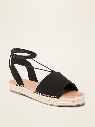 Faux-Suede Lace-Up Espadrille Flatform Sandals for Women | Old Navy (US)