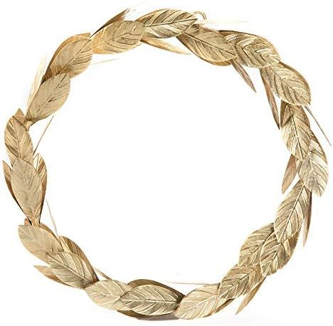 16 Inch Gold Metal Wreath, Large Front Door Wreath with Adjustable Leaves for Christmas, Window, Wed | Amazon (US)
