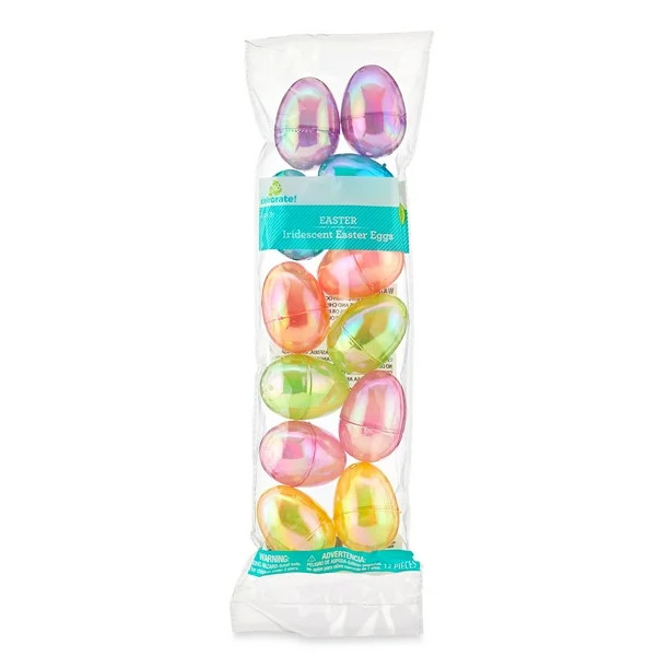 Way To Celebrate Easter 43 MM Iridescent Transparent Plastic Easter Eggs, 12 Count | Walmart (US)