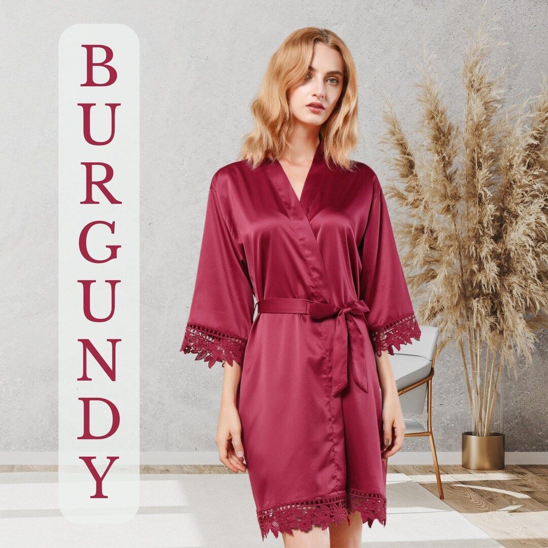 Burgundy Bridesmaid Robes Lace Bridal Party Robe - Etsy | Etsy (US)