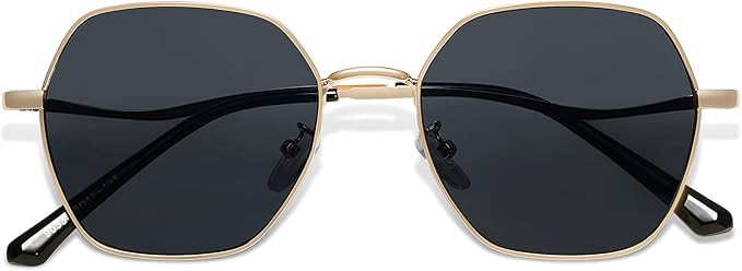 SOJOS Hexagon Square Sunglasses For Women Trendy Small Faces Octagon Gold Rim Wire Frame Geometri... | Amazon (US)