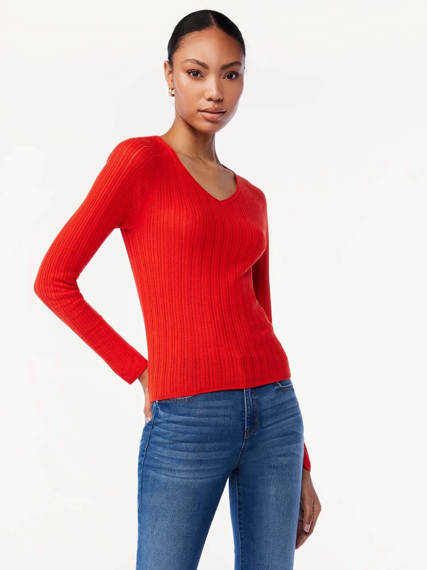 Scoop Women's Ribbed Sweater - Walmart.com | Walmart (US)