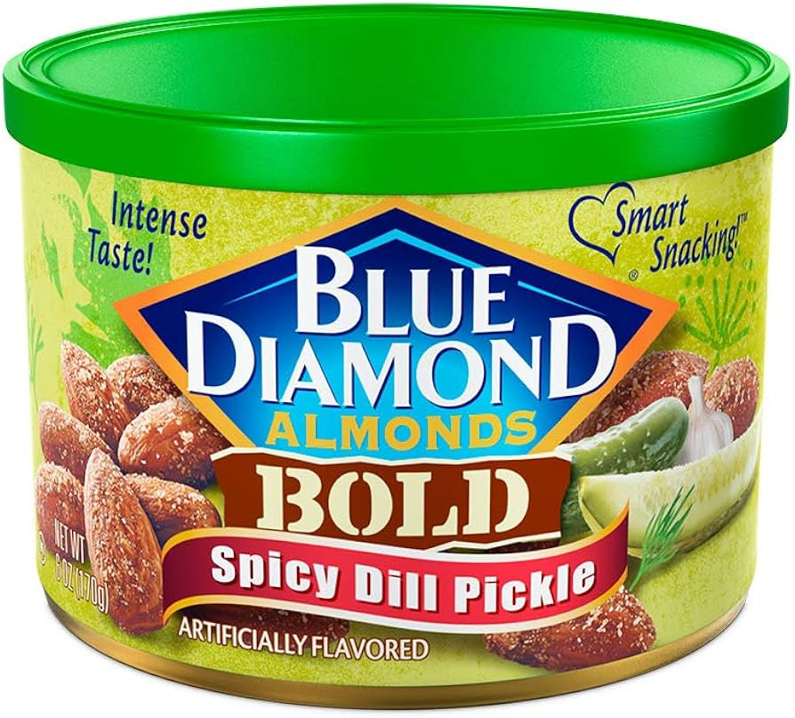 Blue Diamond Almonds Spicy Dill Pickle Flavored Snack Nuts, 6 Oz Resealable Can (Pack of 1) | Amazon (US)