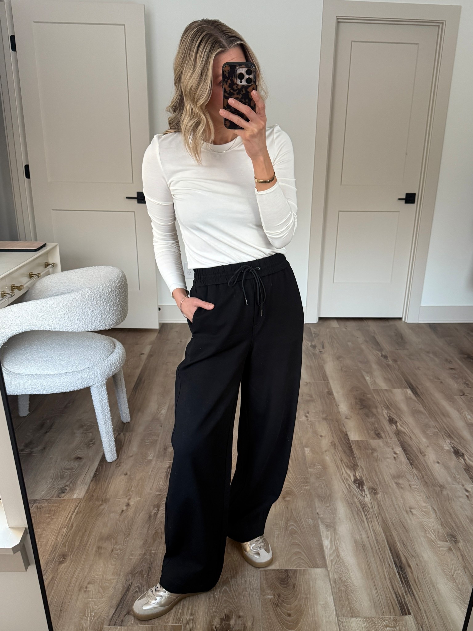 Wearing small long sleeve, XS pants, sneakers one full size down 

#LTKgrwm #LTKootd #LTKOver40