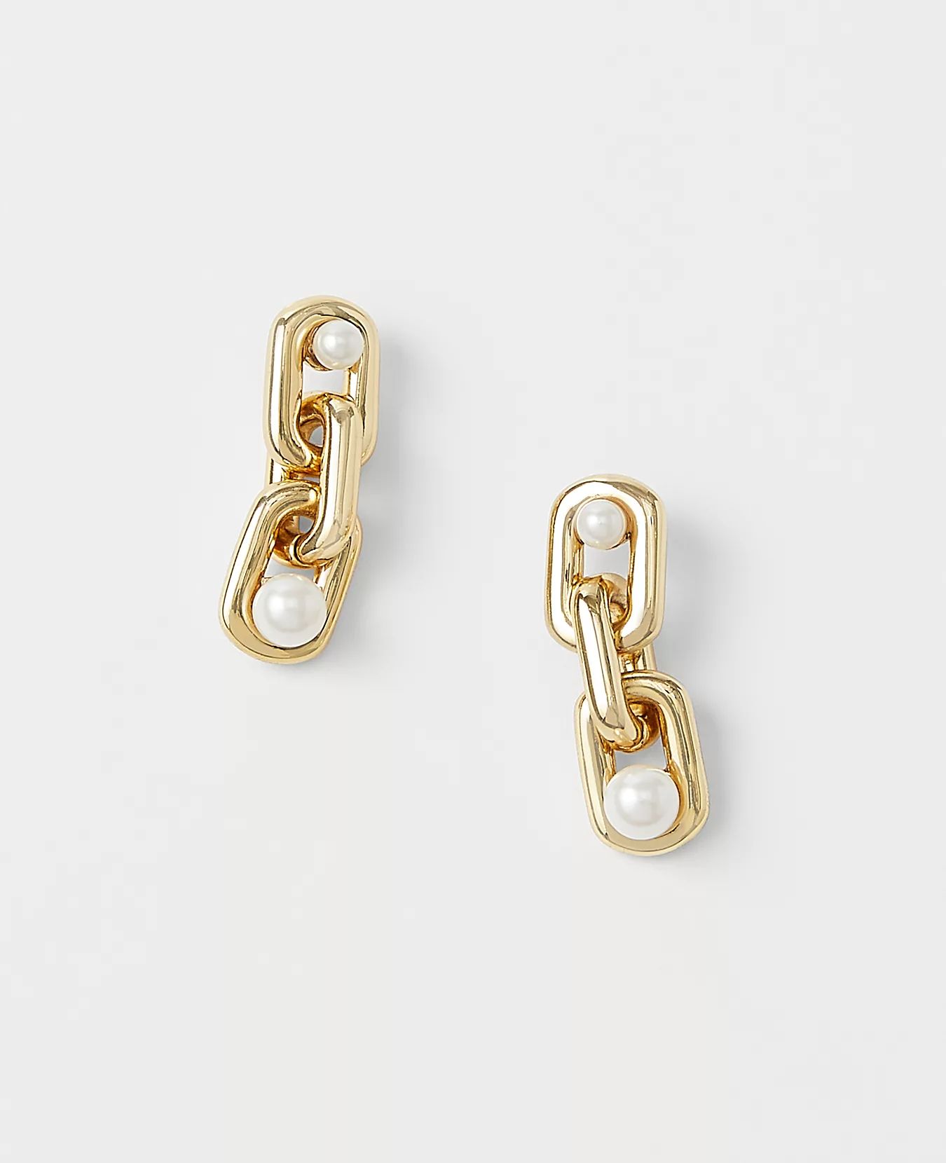 Pearlized Link Drop Earrings | Ann Taylor (US)